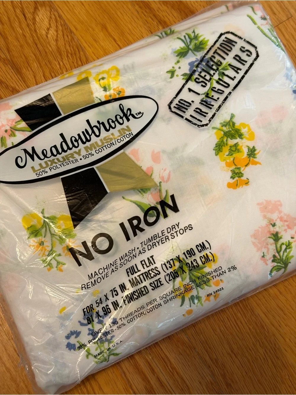 🆕Vintage NOS Meadowbrook luxury muslin Full/Double flat sheet multi floral 1980s